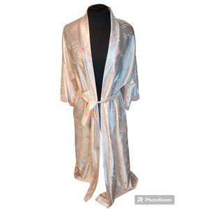 Ladies Silk Pink Floral House Robe Size Medium 12/14